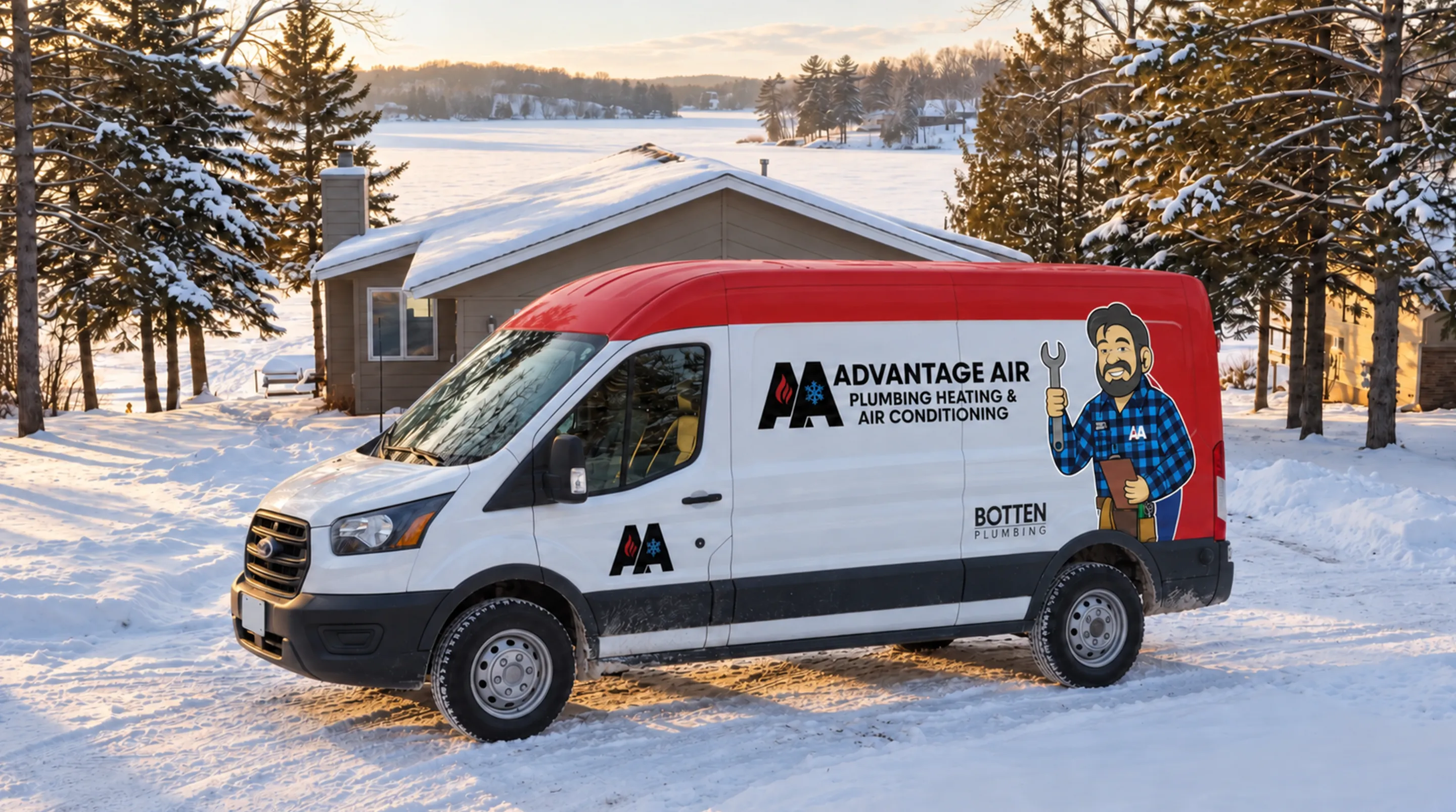 Advantage Air wrapped service van at a Twin Ports home
