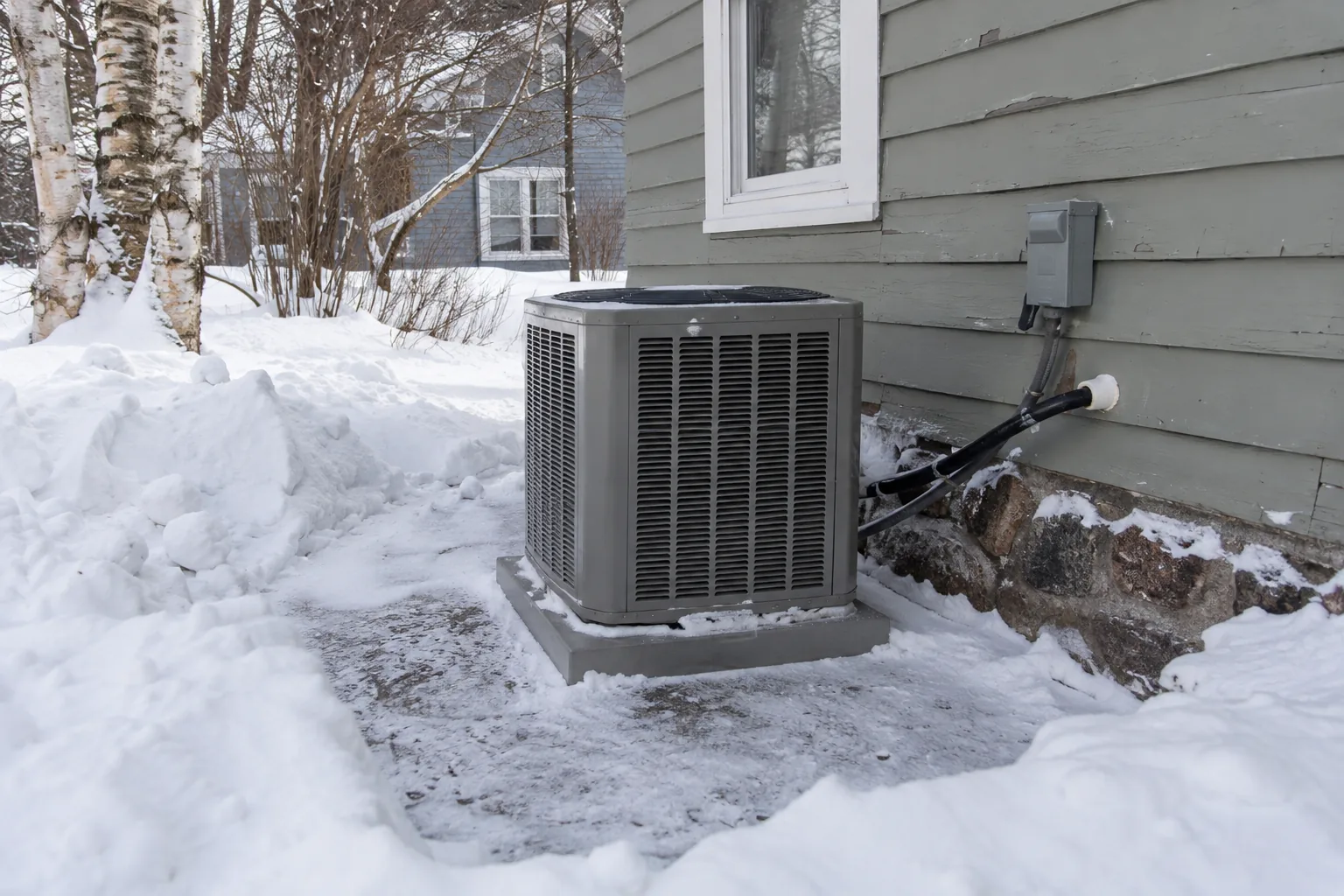 Outdoor air conditioning condenser at a Northland home