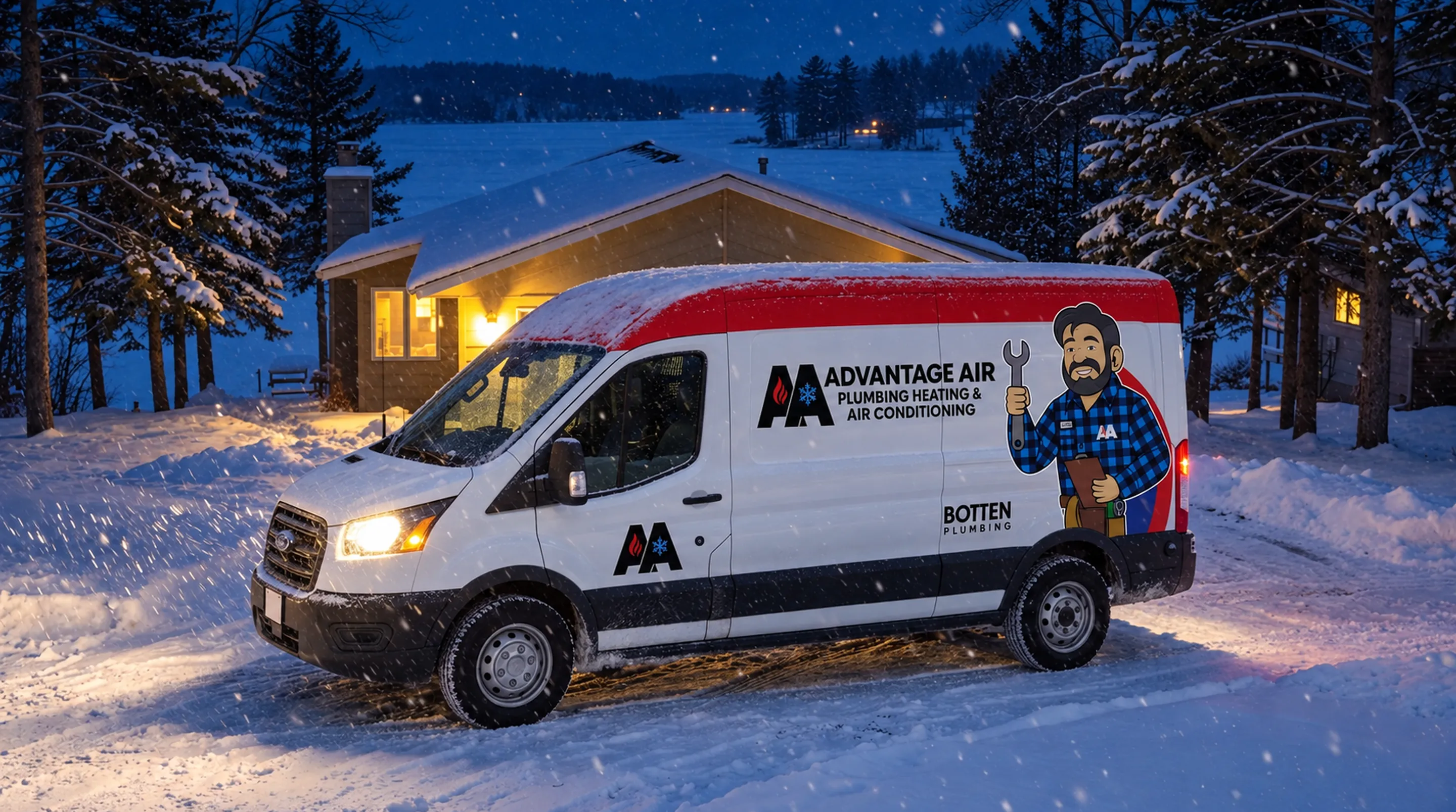 Advantage Air van on a winter night call